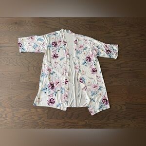 Tariff Floral Kimono Robe Floral Long Sleeve Tie V-Neck Women's Rayon cotton
